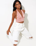 Image of Nanda Crop Top in Satin Rose Coral Blush