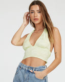 image of Nanda Crop Top in Satin Rose Pistachio