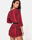 Nanic Plunge Playsuit in Snake Red