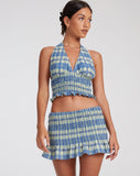 image of Naoki Crop Top in Colourpop Check Green and Blue