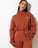 Nar Zip Bungee Jumper in Burnt Brick 'Be Nice' Label Embro