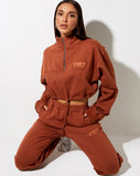 Nar Zip Bungee Jumper in Burnt Brick 'Be Nice' Label Embro