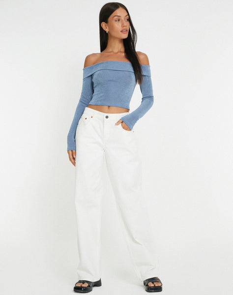 image of Nasari Crop Top in Blue Grey