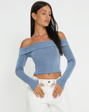 image of Nasari Crop Top in Blue Grey