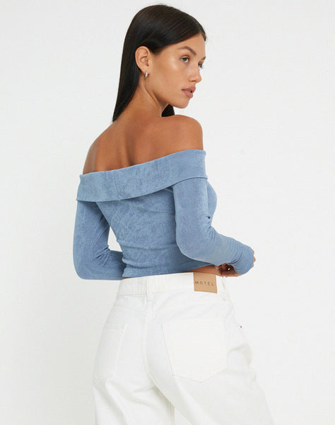 image of Nasari Crop Top in Blue Grey