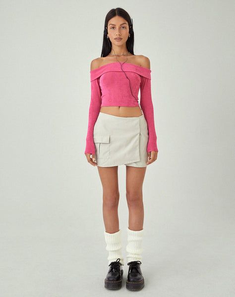 image of MOTEL X JACQUIE Nasari Bardot Crop Top in Magenta