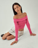 image of MOTEL X JACQUIE Nasari Bardot Crop Top in Magenta