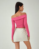 image of MOTEL X JACQUIE Nasari Bardot Crop Top in Magenta