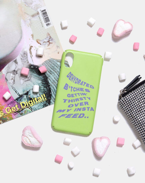 Phone Case in Matte Lime with Instafeed Text  X Top Girl