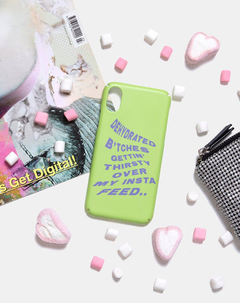 Phone Case in Matte Lime with Instafeed Text  X Top Girl