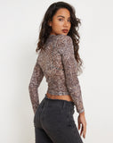 image of Natari Printed Long Sleeve Top in Sandstorm Tonal Print