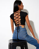 Image of Natka Crop Top in Rib Black