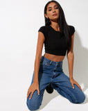 Image of Natka Crop Top in Rib Black