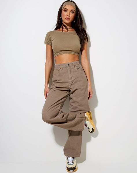 Natka Crop Top in Rib Eucalyptus