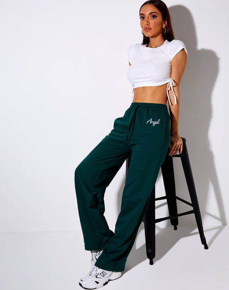 Elody Crop Top in Bottle Green Cupid Gold Embro