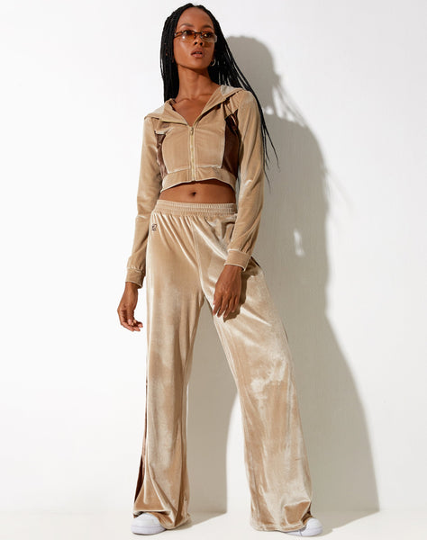 Image of Bintan Wide Leg Trouser in Velour Champagne