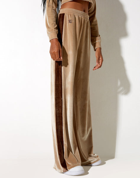 Image of Bintan Wide Leg Trouser in Velour Champagne