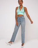 Naya Crop Top in Satin Zebra Aquamarine