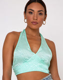 Naya Crop Top in Satin Zebra Aquamarine