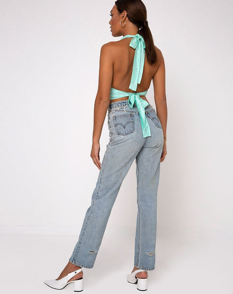 Naya Crop Top in Satin Zebra Aquamarine