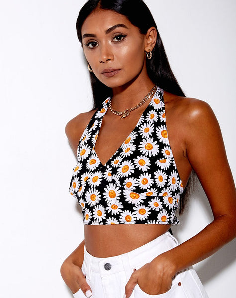 Naya Crop Top in Daisy Love Black