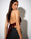 Naya Crop Top in Satin Rose Burgundy