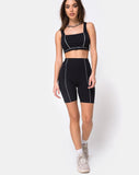 Neho Cycle Short in Black with Piping Line