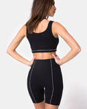 Neho Cycle Short in Black with Piping Line