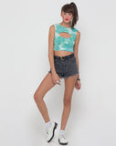 Motel Nel Crop Top Bikini Top in Jumputan Tie Dye Pepermint