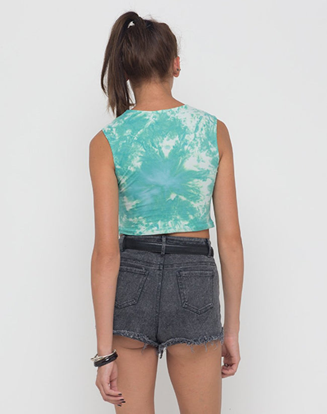 Motel Nel Crop Top Bikini Top in Jumputan Tie Dye Pepermint