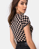 Nelle Crop Top in Checkerboard Tan