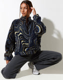 Nereo Jacket in Ripple Blue Black and Ivory