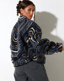 Nereo Jacket in Ripple Blue Black and Ivory