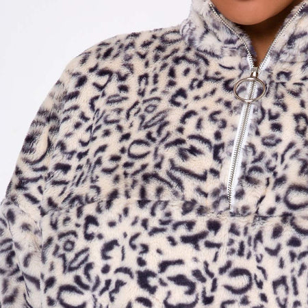 Nero Ring Pull Jacket in White Leopard