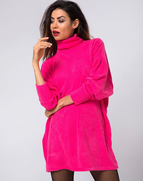 Neve Oversized Jumper in Rib Knit Pink