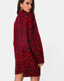 Neivie Jumper Dress in Animal Knit Red