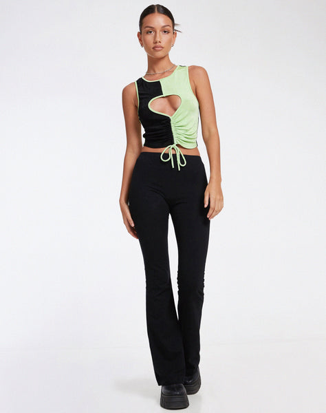 image of Nida Crop Top in Crepe Black and Lime