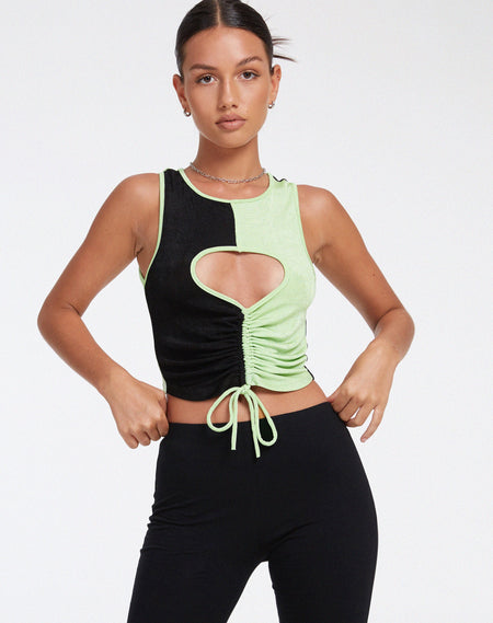 Morsche Cut Out Crop Top in Forest Green