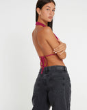 image of Nindita Halterneck Crop Top in Magenta Purple