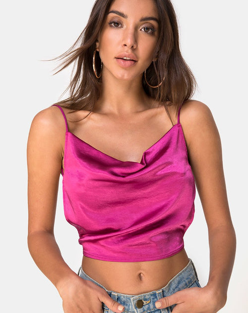 Ning Top in Satin Magenta