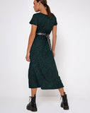 Nira Midi Dress in 90's Zebra Forest Green