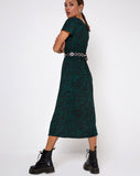 Nira Midi Dress in 90's Zebra Forest Green