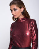 Nix Backless Bodice in Fishcale Matte Sequin Wine