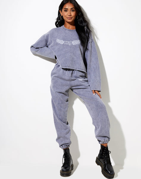 Image of Niyo Sweatshirt in Charcoal Wash Angel Energy Wings