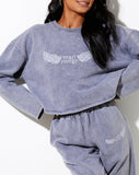 Image of Niyo Sweatshirt in Charcoal Wash Angel Energy Wings