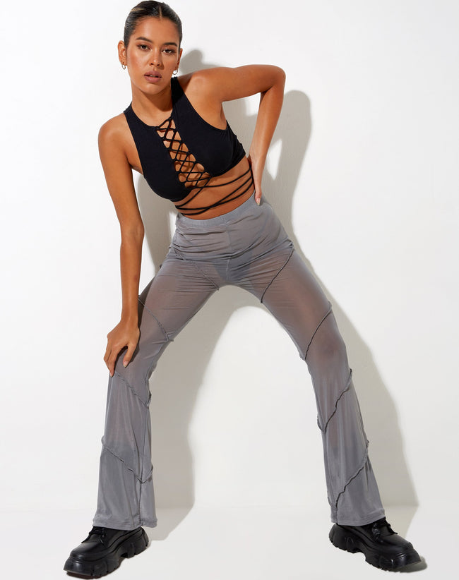 Image of Nizam Flare Trouser in Mesh Grey