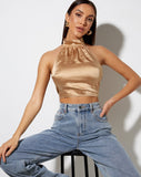 Noela Top in Satin Golden Sand