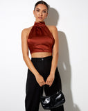 Noela Crop Top in Satin Brick