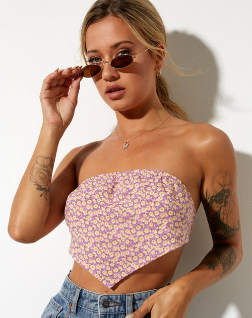 Image of Nolda Crop Top in Flower Fun Lilac Lemon