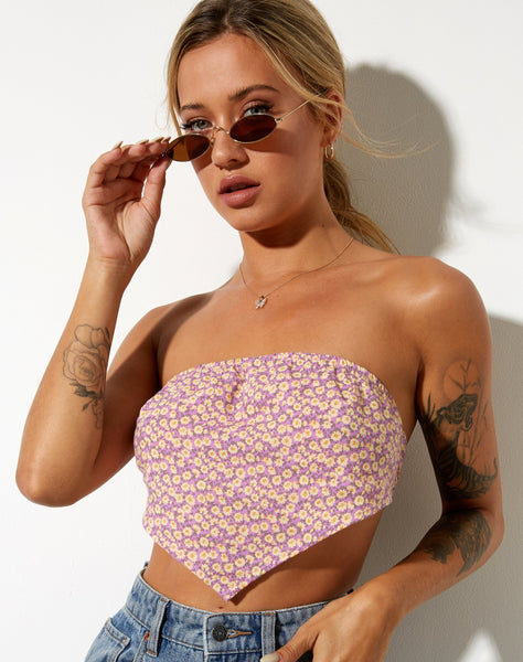 Image of Nolda Crop Top in Flower Fun Lilac Lemon